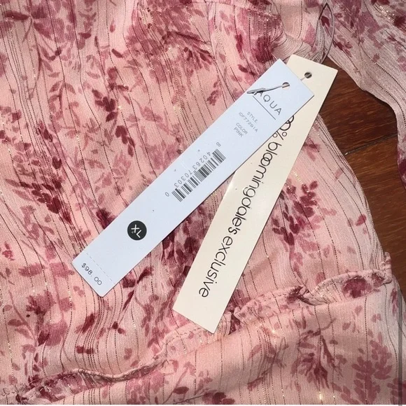 Aqua - pink with gold thread floral tiered dress - Picture 7 of 9